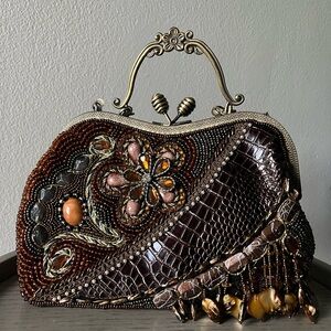 CHICOS Brown Beaded 👛 Purse